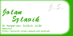 jolan szlavik business card